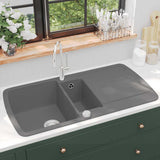 Vidaxl gootsteen dubbele bak graniet grijs