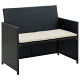 Vidaxl tuinbank 2-zits met kussens poly rattan zwart