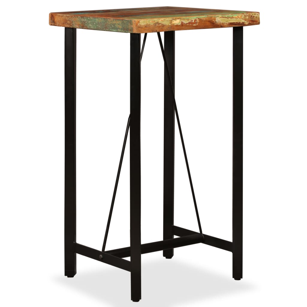 Vidaxl barset massief gerecycled hout, echt leer en canvas 3-delig