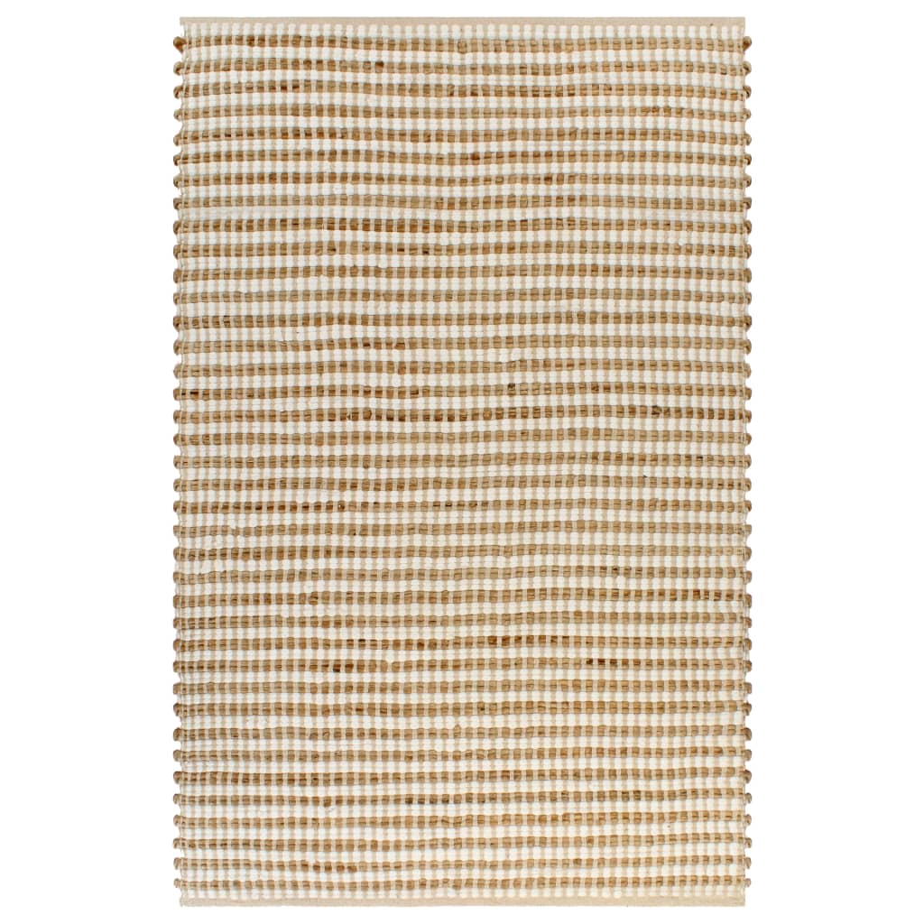 VidaXL Vloerkleed 120x180 cm handgeweven jute naturel en wit