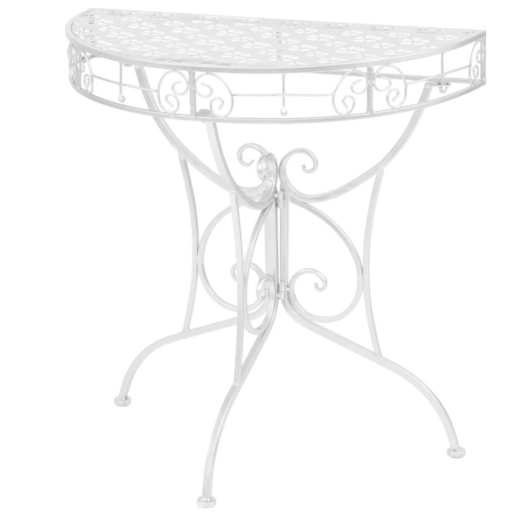 Vidaxl bijzettafel vintage stijl half rond 72x36x74 cm metaal zilver