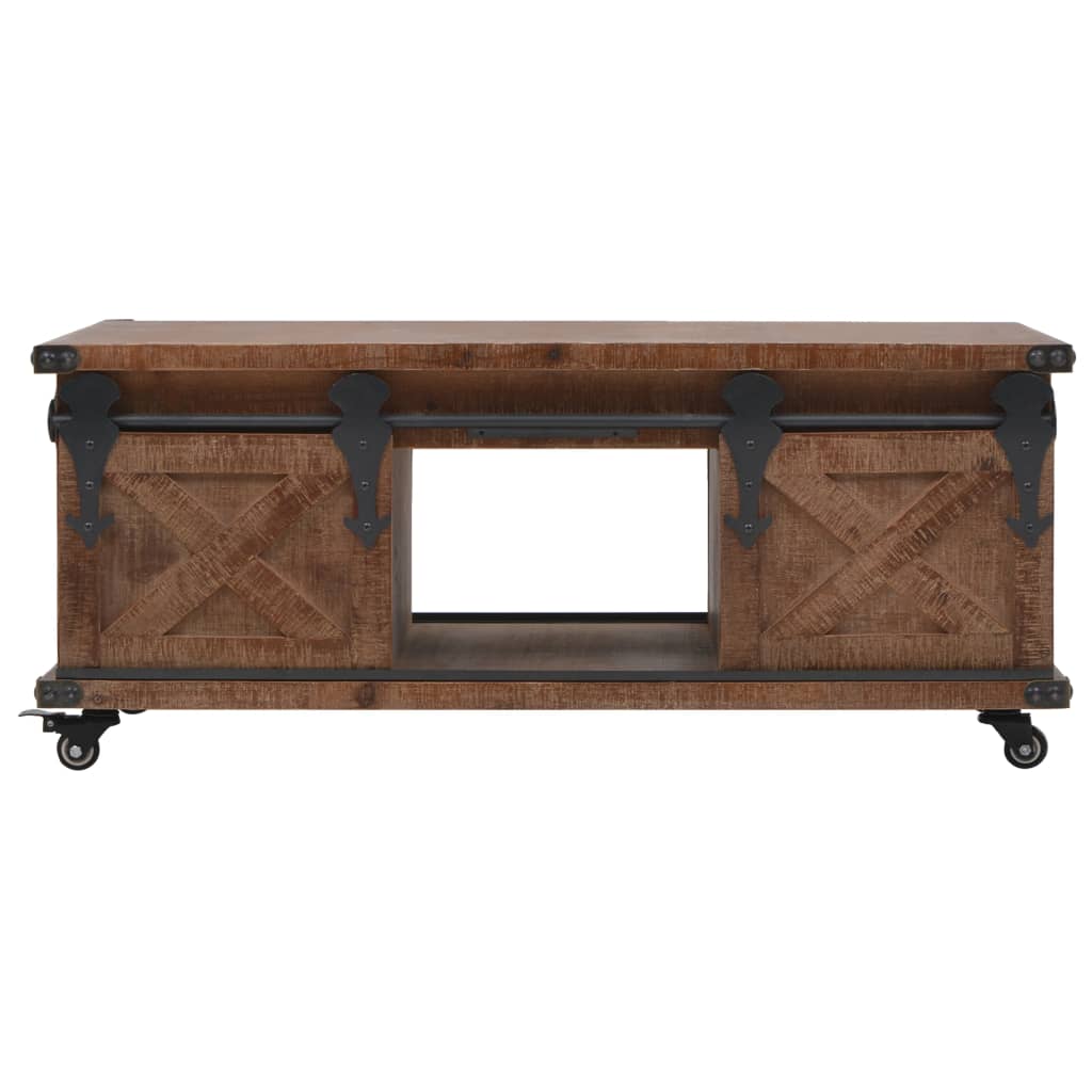 Vidaxl salontafel 91x51x38 cm massief vurenhout bruin