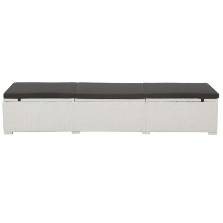 Vidaxl ligbed met kussen poly rattan wit