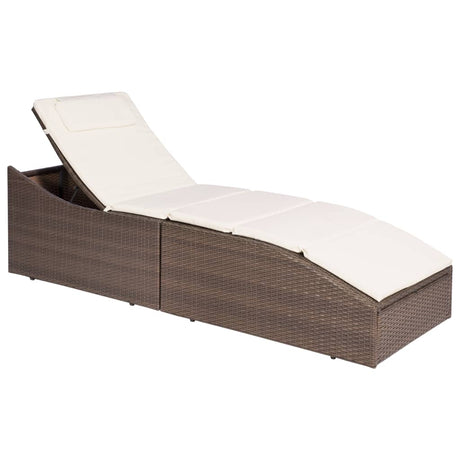 Vidaxl ligbed met kussen poly rattan bruin