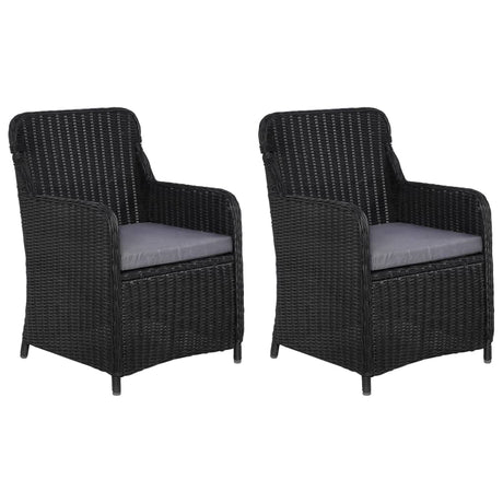 Vidaxl tuinstoelen 2 st met kussens poly rattan zwart