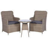 Vidaxl 3-delige bistroset met kussens poly rattan bruin