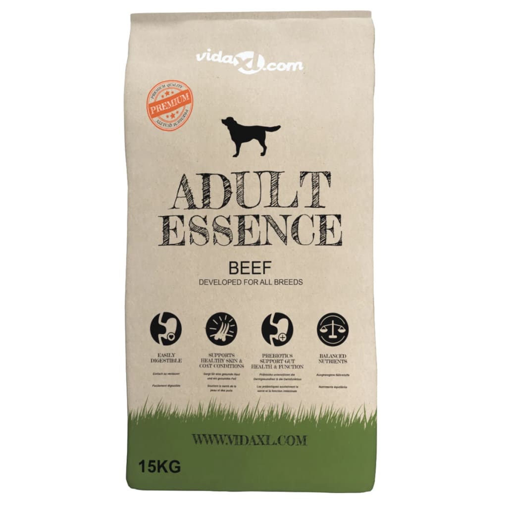 VidaXL Premium hondenvoer droog Adult Essence Beef 30 kg 2 st