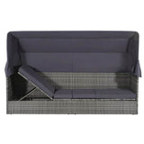 Vidaxl tuinbed met luifel 205x62 cm poly rattan grijs