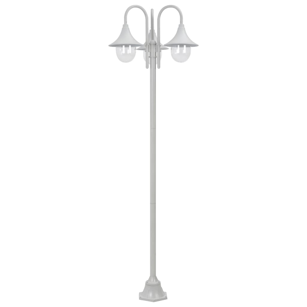 Vidaxl paalverlichting tuin e27 220 cm aluminium wit 3-delig