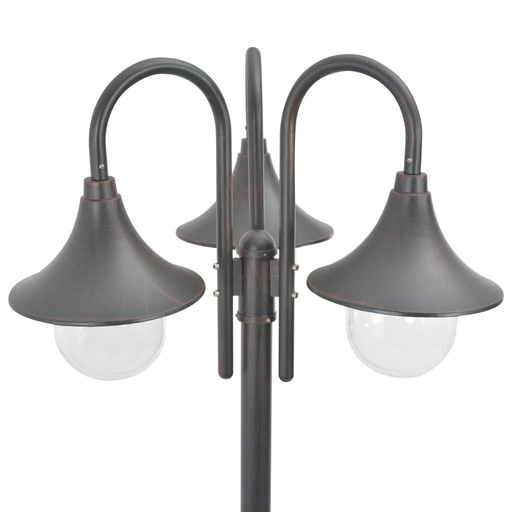 Vidaxl paalverlichting tuin e27 220 cm aluminium brons 3-delig