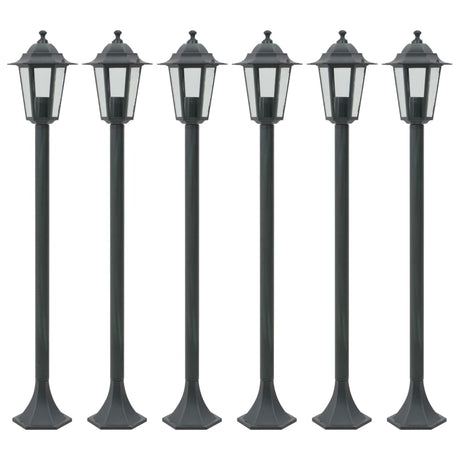 Vidaxl paalverlichting voor tuin e27 110 cm aluminium donkergroen 6 st