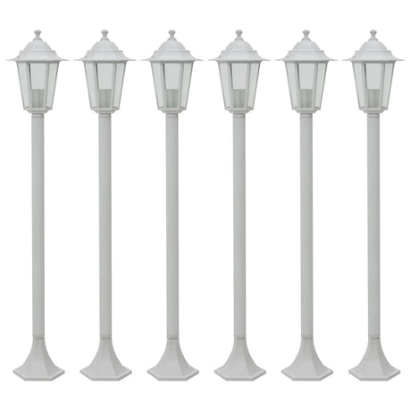 Vidaxl paalverlichting voor tuin e27 110 cm aluminium wit 6 st