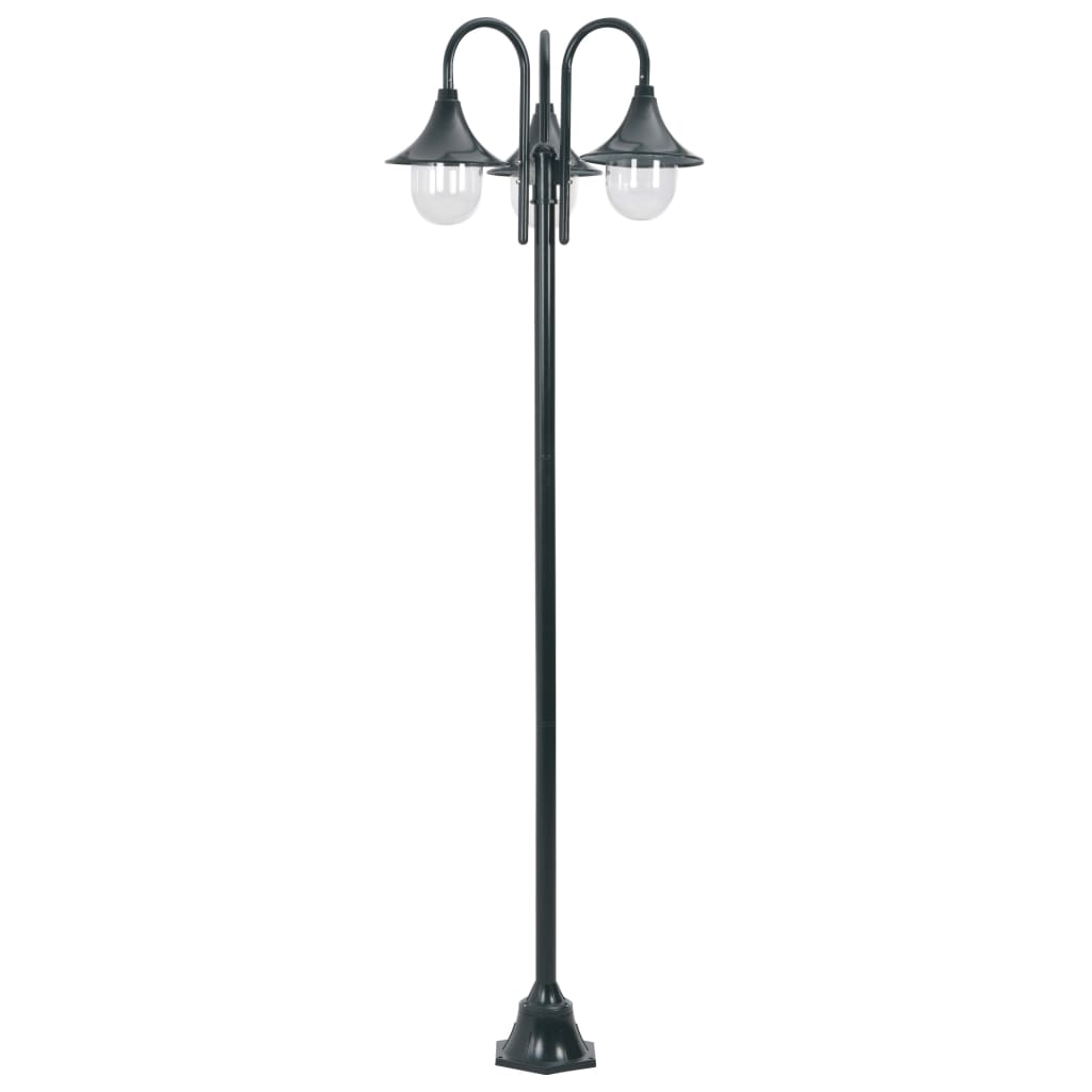 Vidaxl paalverlichting tuin e27 220 cm aluminium donkergroen 3-delig