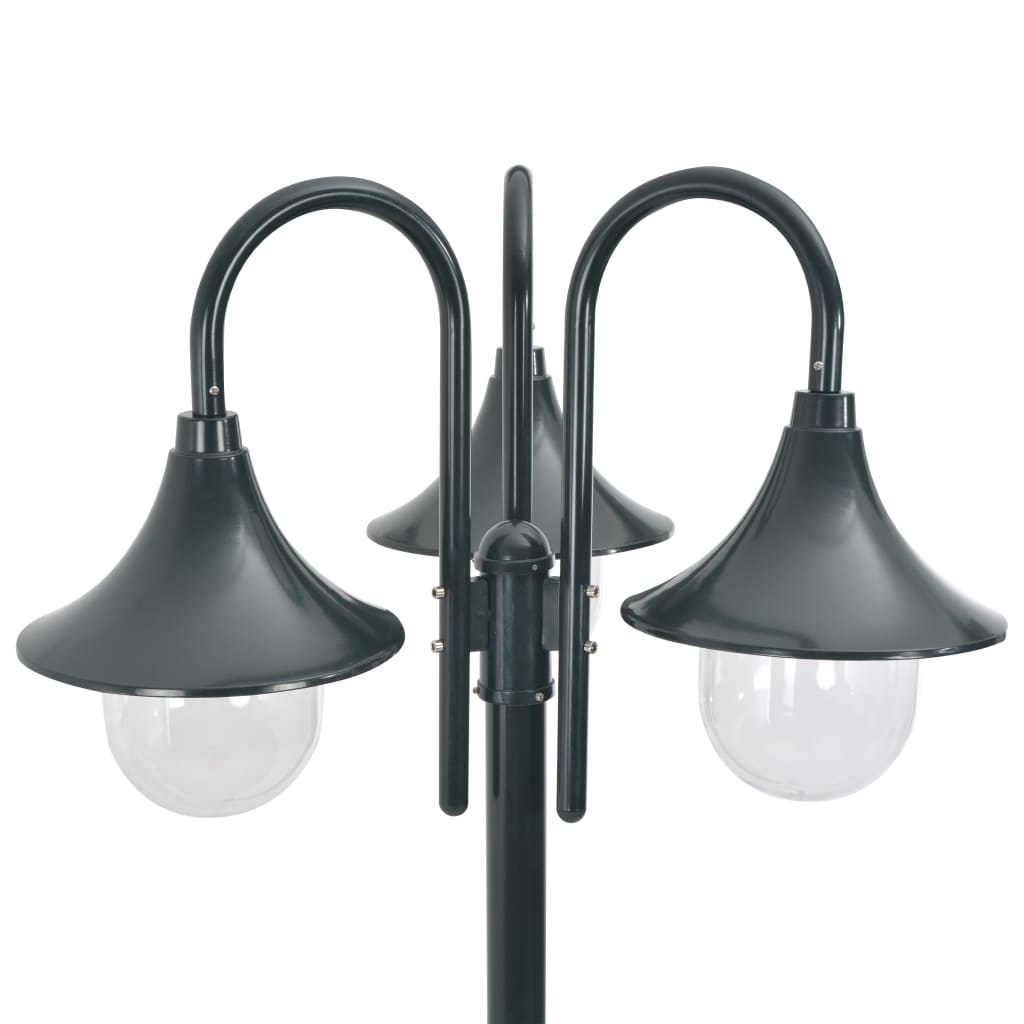 Vidaxl paalverlichting tuin e27 220 cm aluminium donkergroen 3-delig