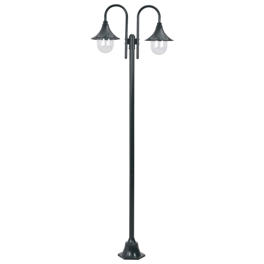 Vidaxl paalverlichting tuin e27 220 cm aluminium donkergroen 2-delig