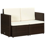 Vidaxl tuinbank 2-zits met kussens poly rattan bruin