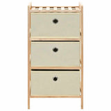 Vidaxl opbergmeubel met 3 stoffen manden cederhout beige