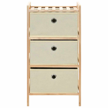 Vidaxl opbergmeubel met 3 stoffen manden cederhout beige