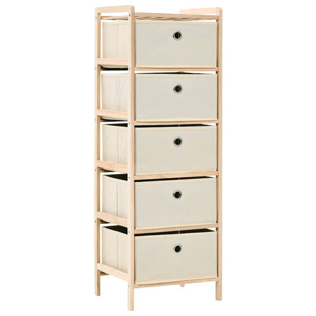 Vidaxl opbergmeubel met 5 stoffen manden cederhout beige