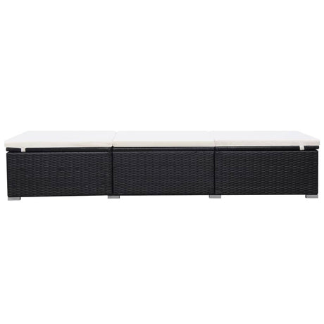 Vidaxl ligbed met kussen poly rattan zwart