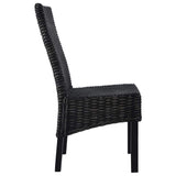 Vidaxl eetkamerstoelen 2 st kubu rattan en mahoniehout zwart