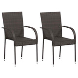Vidaxl tuinstoelen stapelbaar 2 st poly rattan bruin