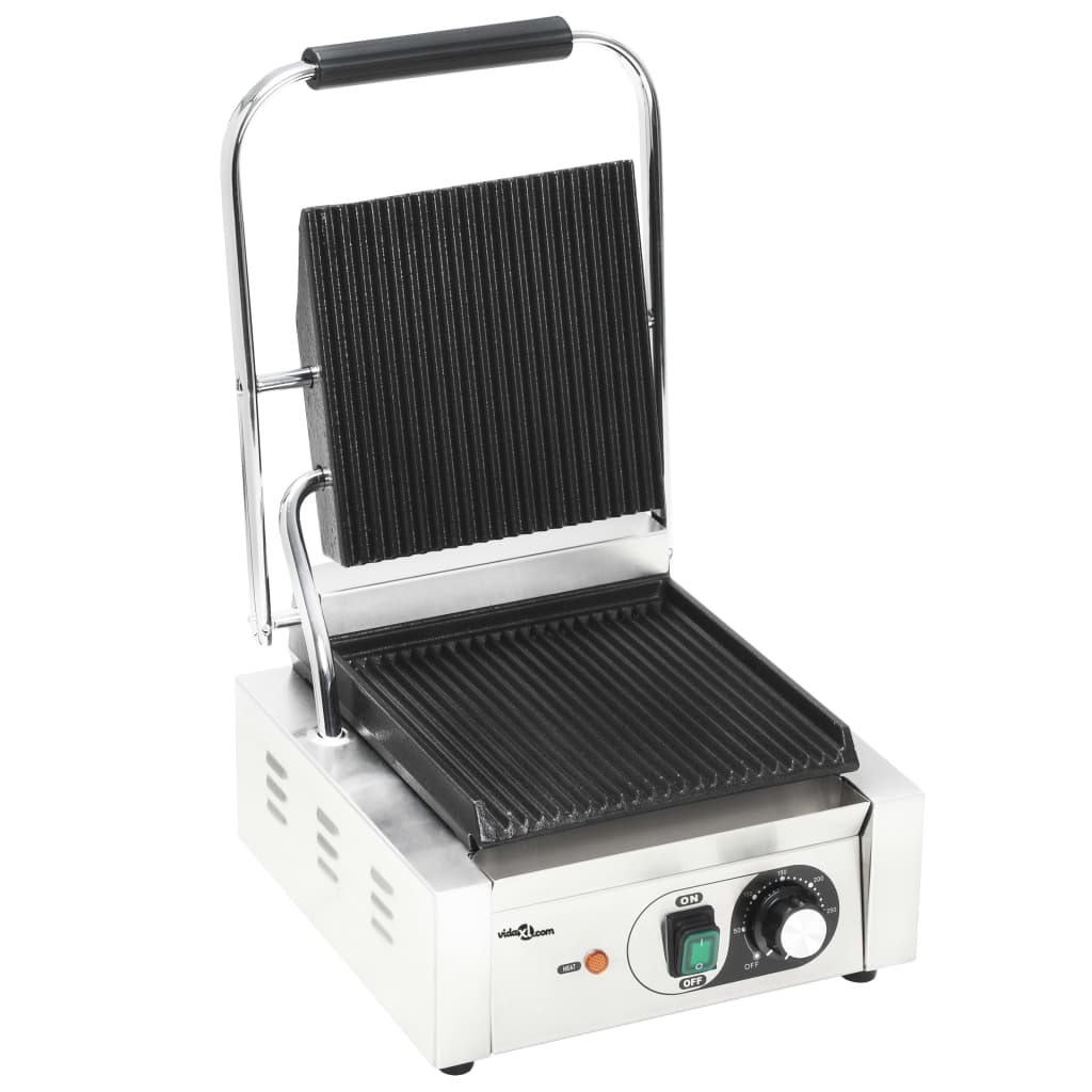 Vidaxl panini grill gegroefd 1800 w 31x30,5x20 cm roestvrij staal