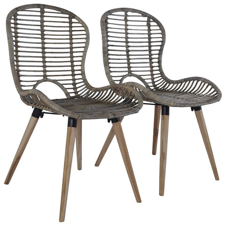 Vidaxl eetkamerstoelen 2 st natuurlijk rattan bruin