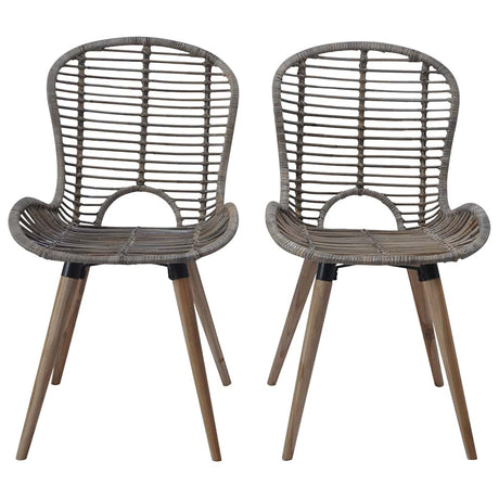 Vidaxl eetkamerstoelen 2 st natuurlijk rattan bruin