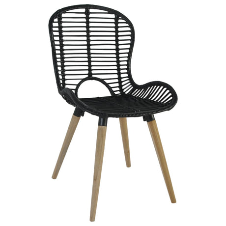 Vidaxl eetkamerstoelen 2 st natuurlijk rattan zwart