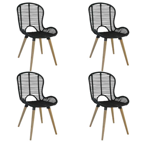 Vidaxl eetkamerstoelen 4 st natuurlijk rattan zwart