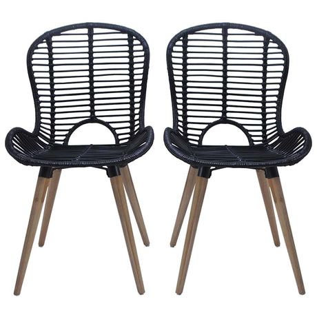 Vidaxl eetkamerstoelen 4 st natuurlijk rattan zwart