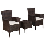 Vidaxl 3-delige bistroset poly rattan bruin