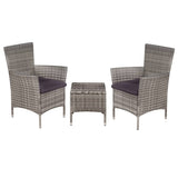 Vidaxl 3-delige bistroset poly rattan grijs