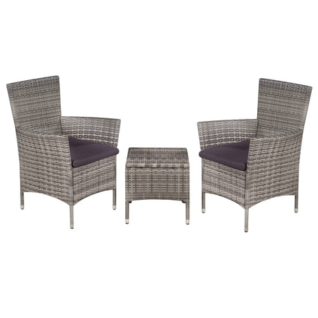Vidaxl 3-delige bistroset poly rattan grijs