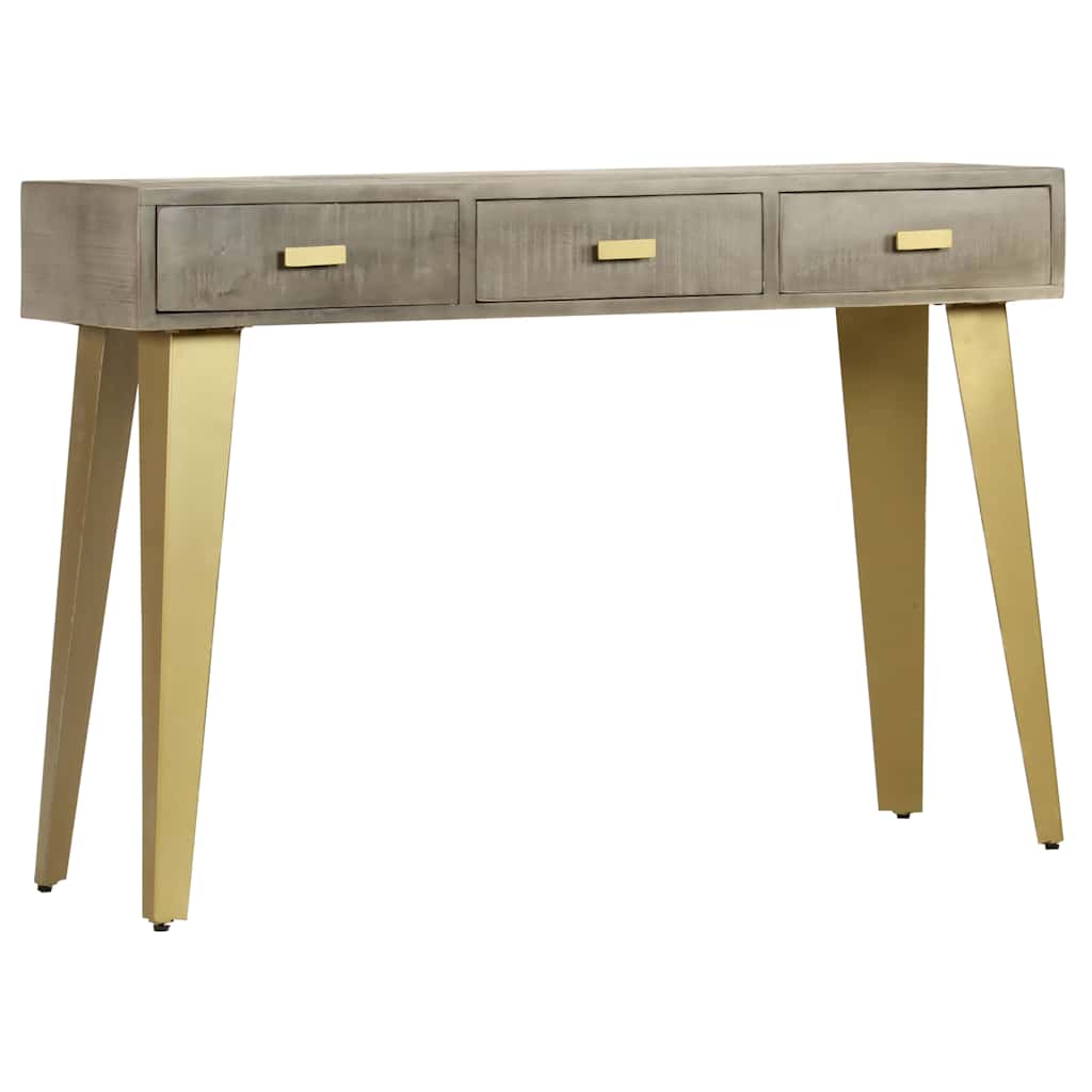 Vidaxl wandtafel 110x35x76 cm massief mangohout met messing grijs