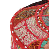Vidaxl poef patchwork rond handgemaakt 40x20 cm katoen rood