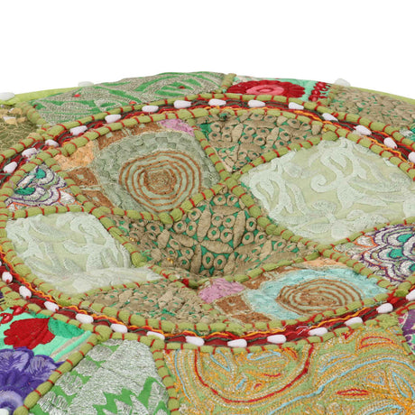 Vidaxl poef patchwork rond handgemaakt 40x20 cm katoen groen