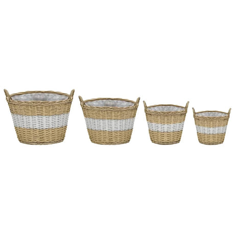 Vidaxl plantenbakken verhoogd 4 st wicker met pe-voering