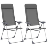 Vidaxl campingstoelen 2 st inklapbaar aluminium grijs