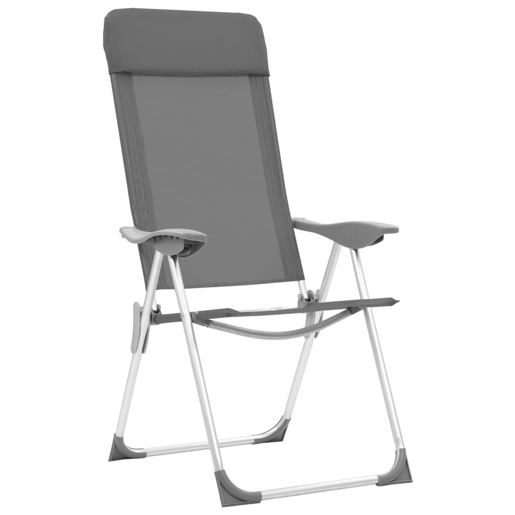 VidaXL Campingstoelen 2 st inklapbaar aluminium grijs