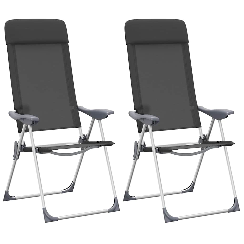 Vidaxl campingstoelen inklapbaar aluminium zwart 2 st