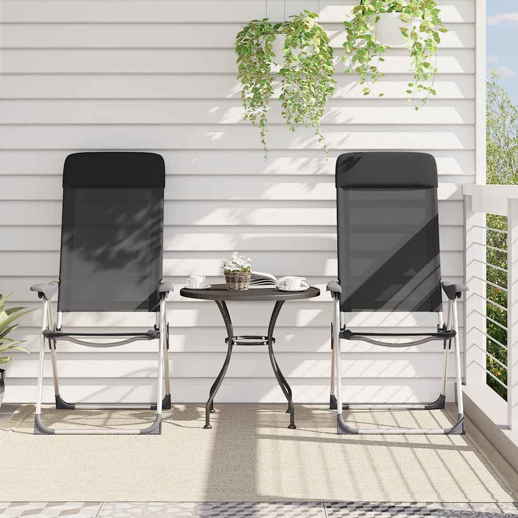 Vidaxl campingstoelen inklapbaar aluminium zwart 2 st