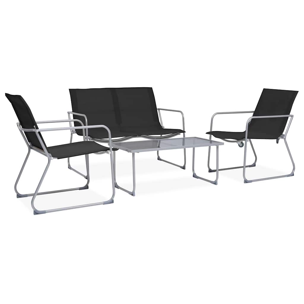 Vidaxl 4-delige loungeset stof en staal zwart