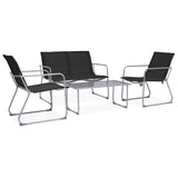 Vidaxl 4-delige loungeset stof en staal zwart