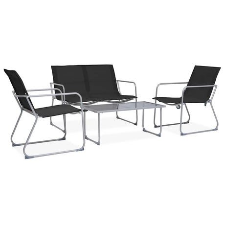 Vidaxl 4-delige loungeset stof en staal zwart