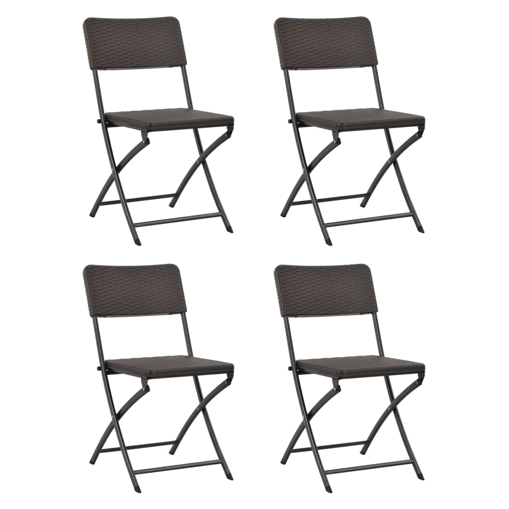 Vidaxl tuinstoelen inklapbaar 4 st hdpe en staal bruin