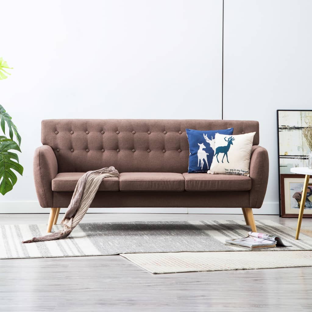 Vidaxl driezitsbank 172x70x82 cm stof bruin