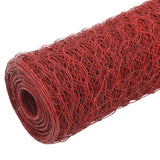 Vidaxl kippengaas 25x0,75 m staal met pvc coating rood