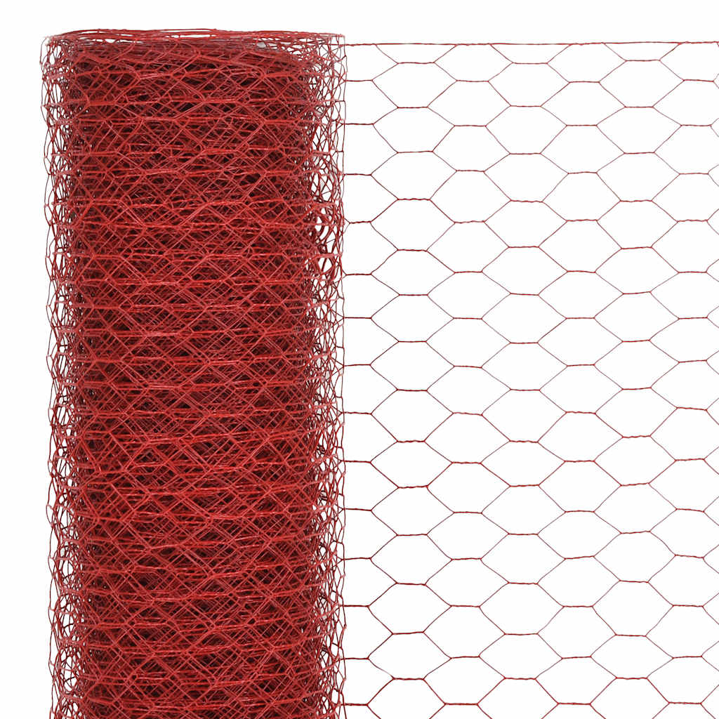 Vidaxl kippengaas 25x1,2 m staal met pvc coating rood